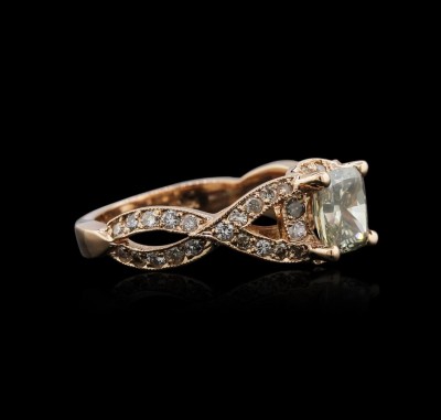 14KT Rose Gold 1.78ctw Fancy Green Diamond Ring